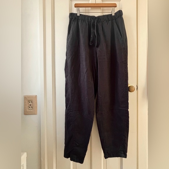 Everlane black linen pull-on barrel pants - Picture 4 of 6